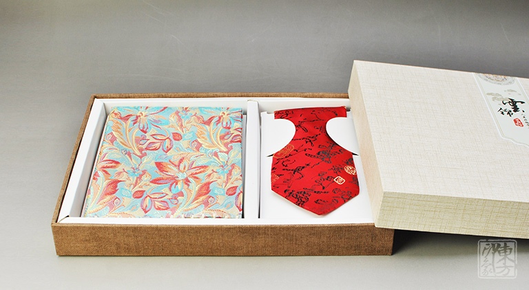 云锦围巾领带套装：书法领带、花卉围巾