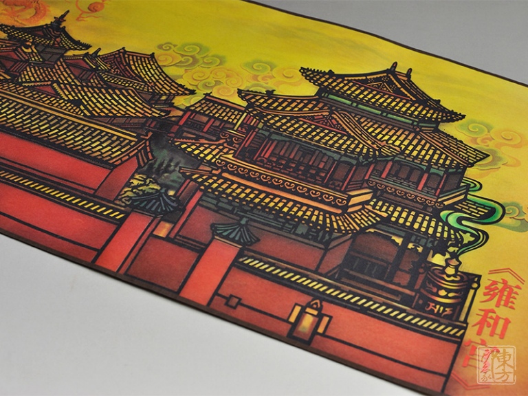 丝绸卷轴剪纸画套装：“北京印象”之名胜古迹卷